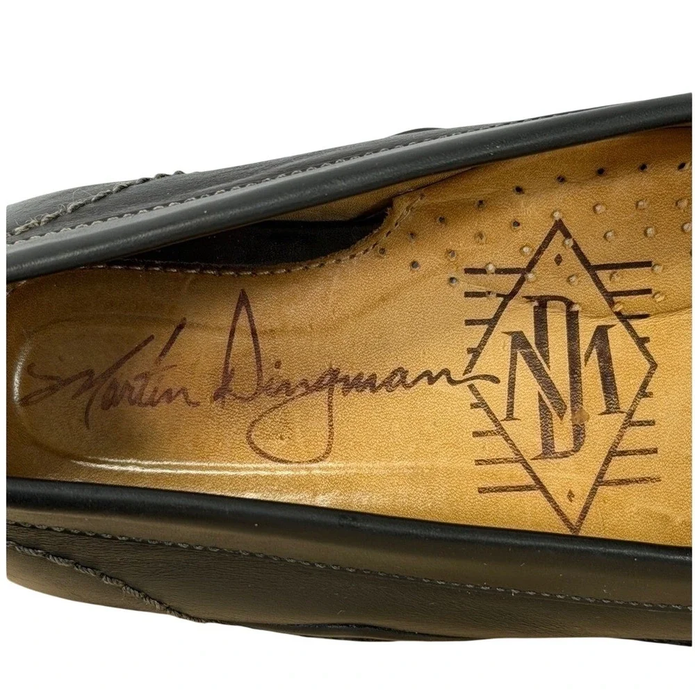 Martin Dingman Mens‎ Loafers Black Leather Penny Driving Shoes Size 8.5M